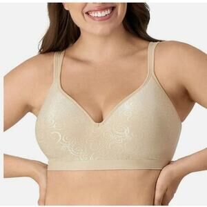 Bali Size 36DD Comfort Revolution Wire-Free Lined Bra - Beige Swirl Style #3463